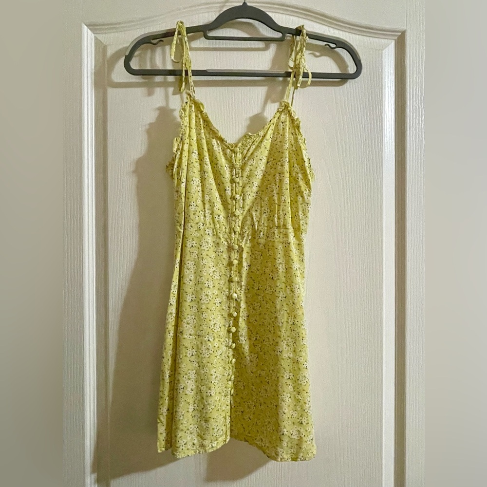 Yellow Floral Sundress Dress